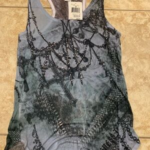 Guess Women’s Graphic Tank Top - Gray orig $49
